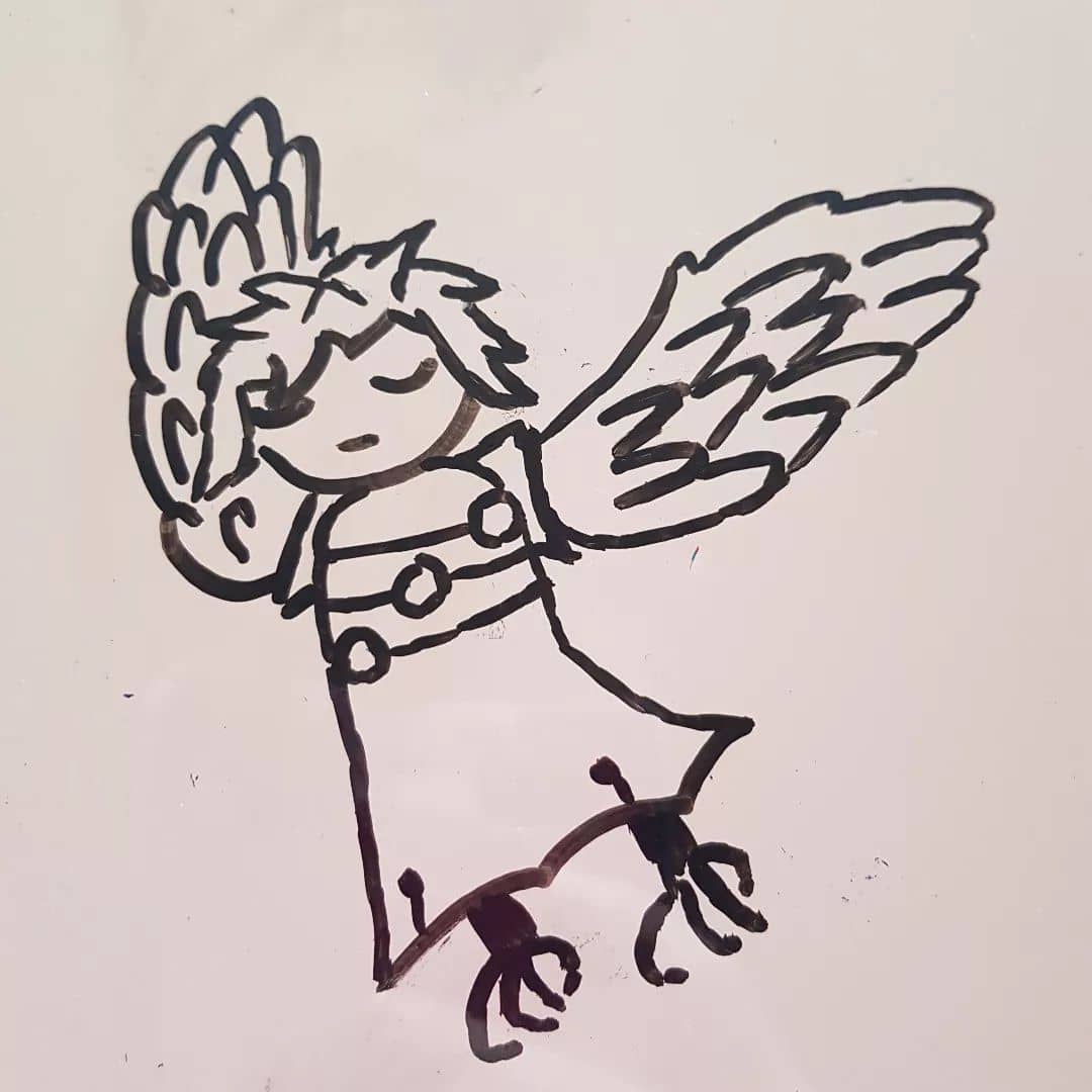 image of drawing of a lady who is also a bird